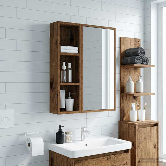 Bathroom Wall Cabinet Old Wood 20 x 14 x 70 cm Engineered wood