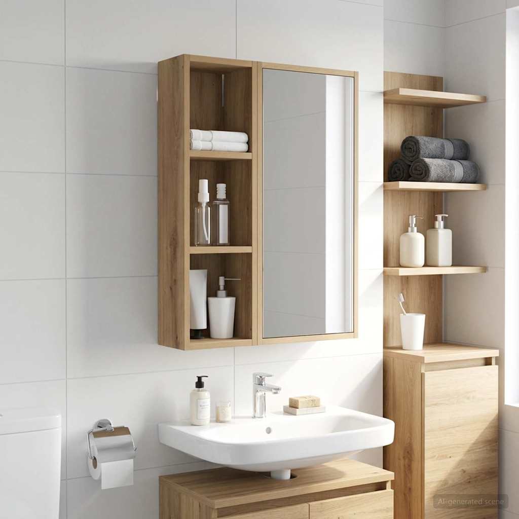 Bathroom Wall Cabinet with Shelf Artisian Oak 20 x 14 x 70 cm
