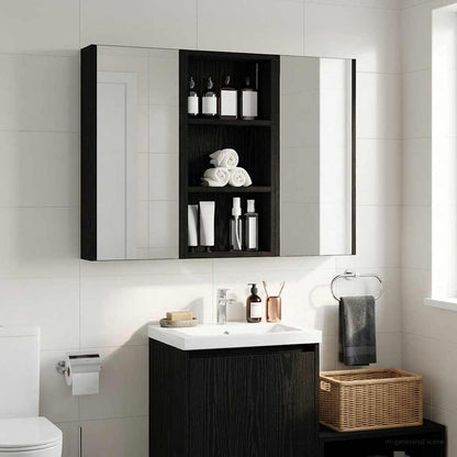 Bathroom Wall Cabinet Black Oak 30 x 10 x 60.5 cm