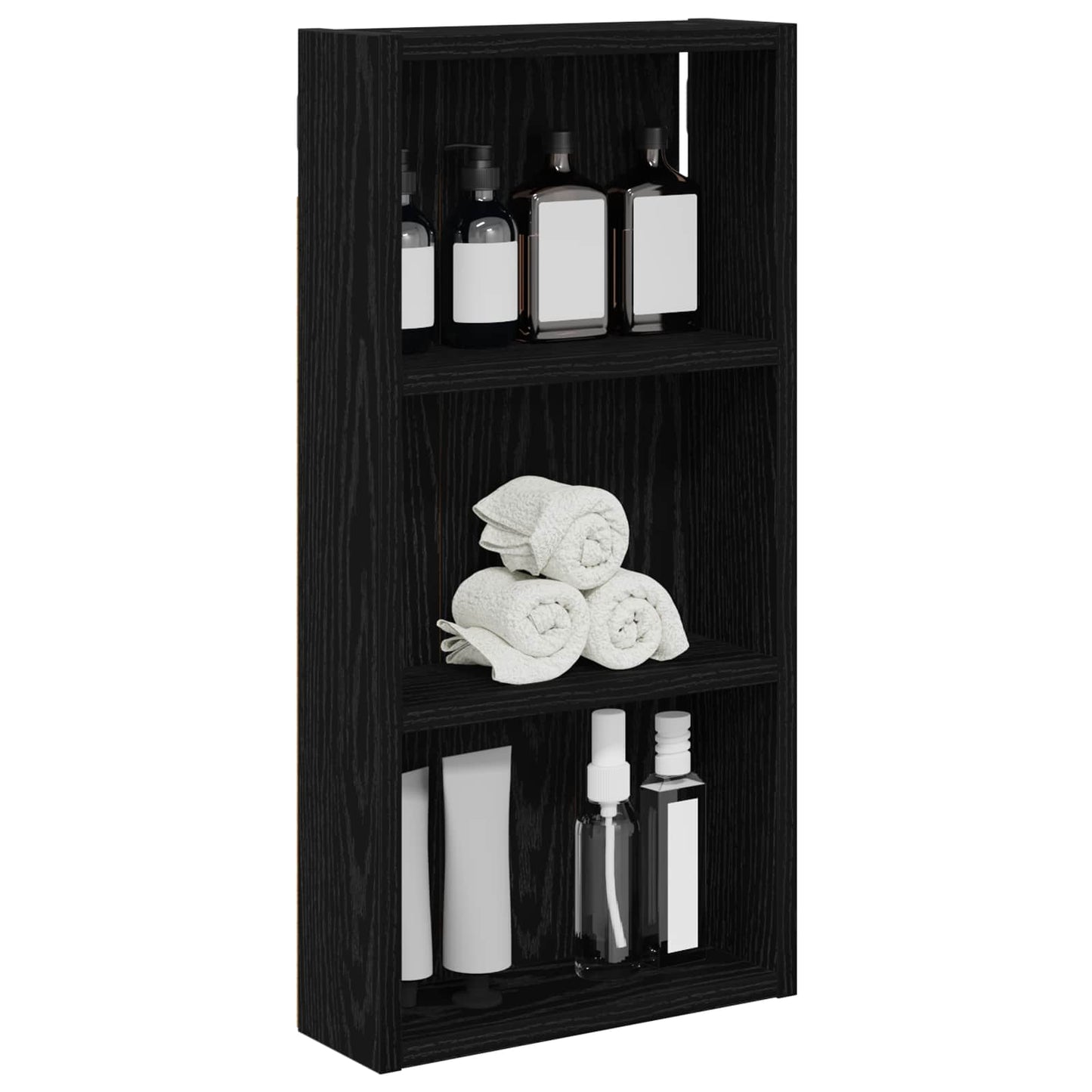 Bathroom Wall Cabinet with Shelf Black Oak 30 x 10 x 60.5 cm