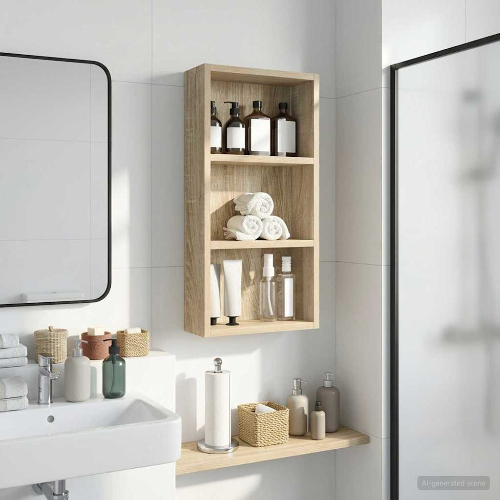 Bathroom Wall Cabinet with Shelf Sonoma Oak 30 x 10 x 60.5 cm