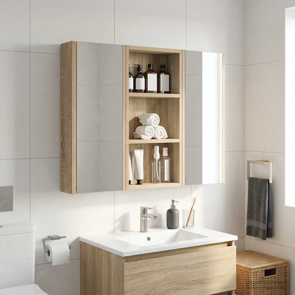 Bathroom Wall Cabinet with Shelf Sonoma Oak 30 x 10 x 60.5 cm