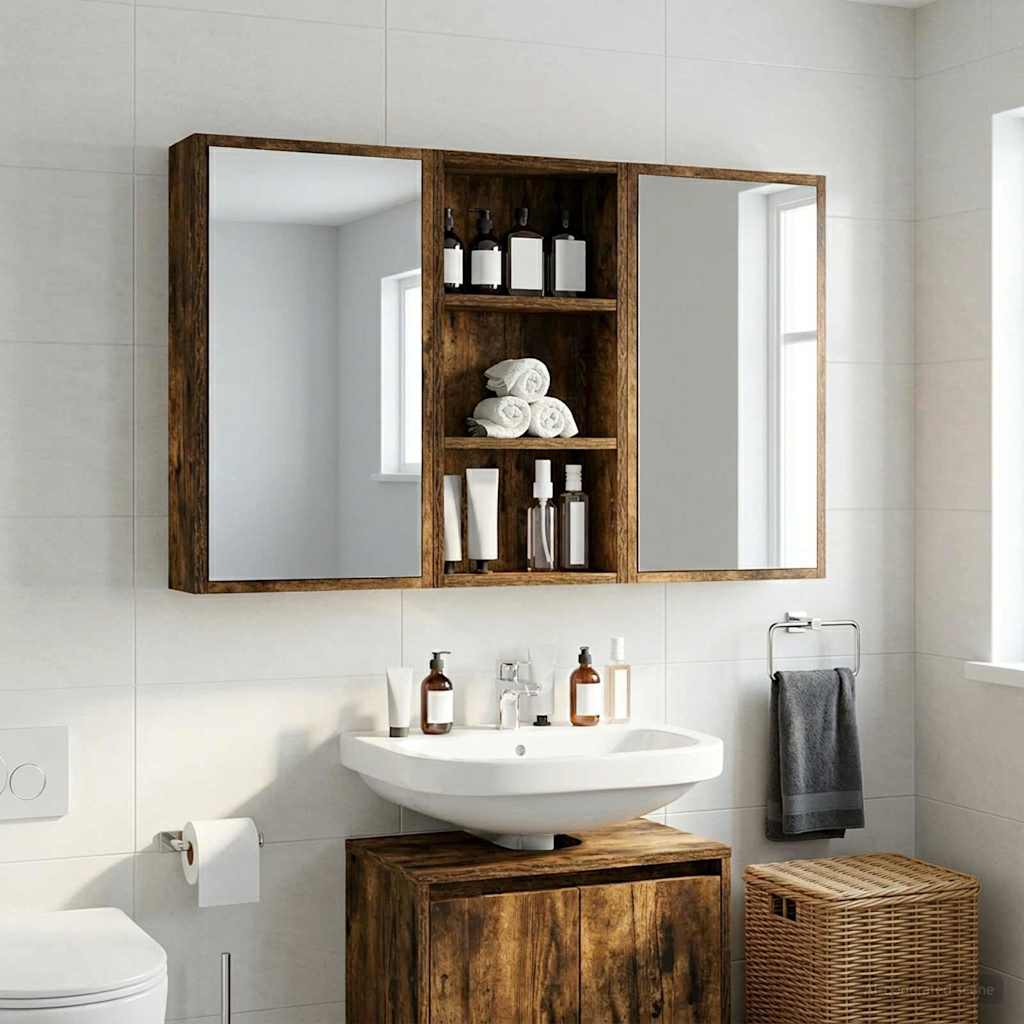 Bathroom Wall Cabinet Smoked Oak 30 x 10 x 60.5 cm