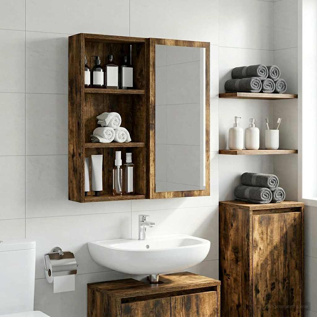 Bathroom Wall Cabinet Smoked Oak 30 x 10 x 60.5 cm