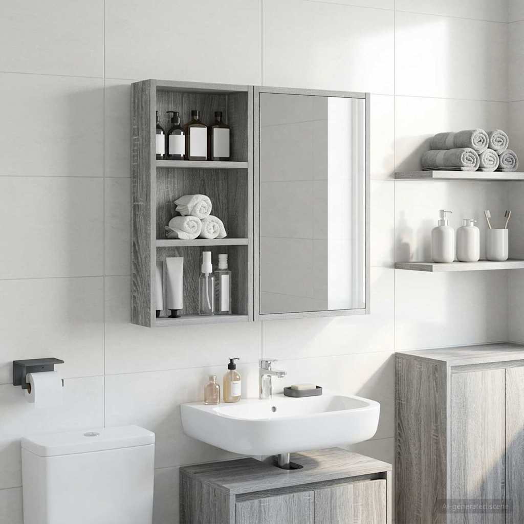 Bathroom Wall Cabinet Grey Sonoma 30 x 10 x 60.5 cm