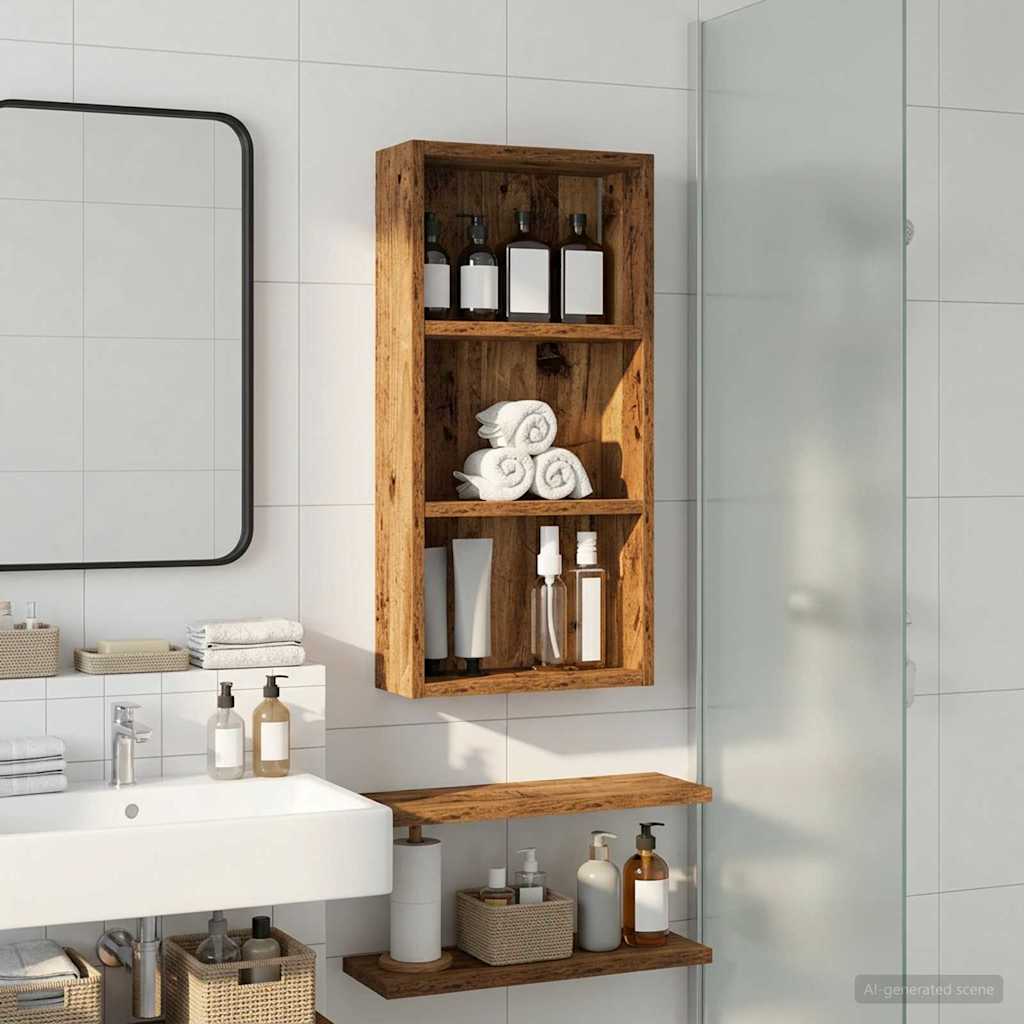 Bathroom Wall Cabinet with Shelf Old Wood 30 x 10 x 60.5 cm