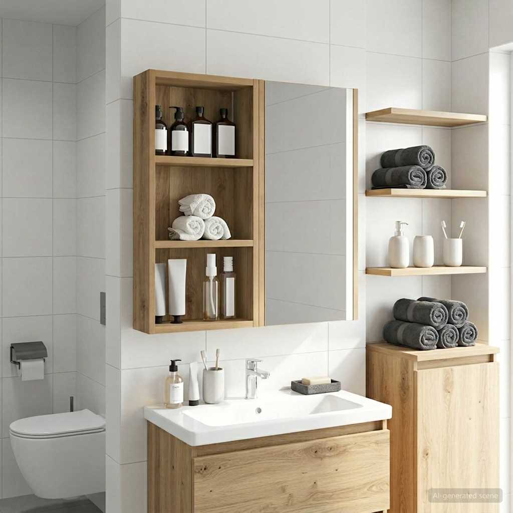 Bathroom Wall Cabinet with Shelf Artisian Oak 30 x 10 x 60.5 cm
