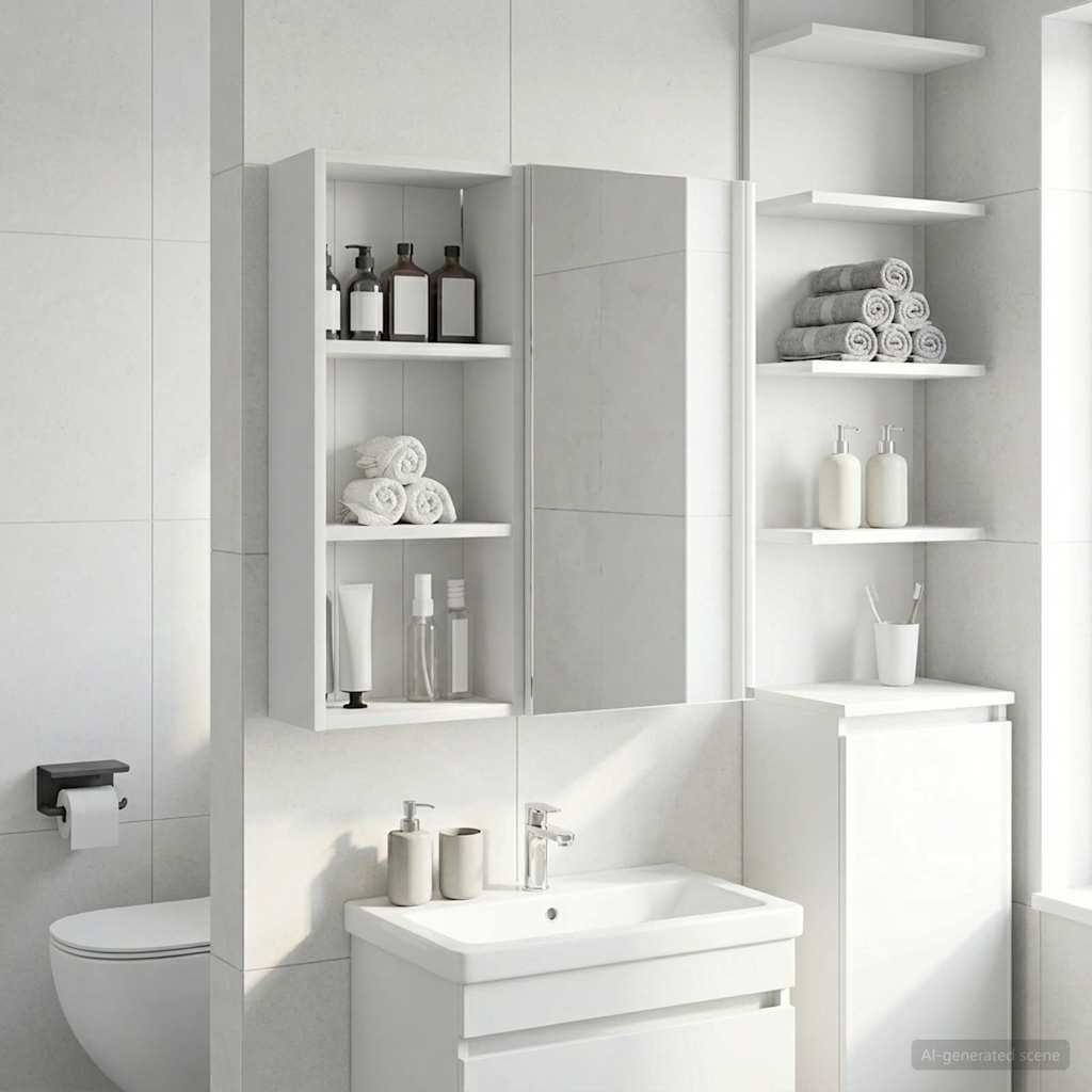 Bathroom Wall Cabinet White 30 x 14 x 70 cm Engineered wood