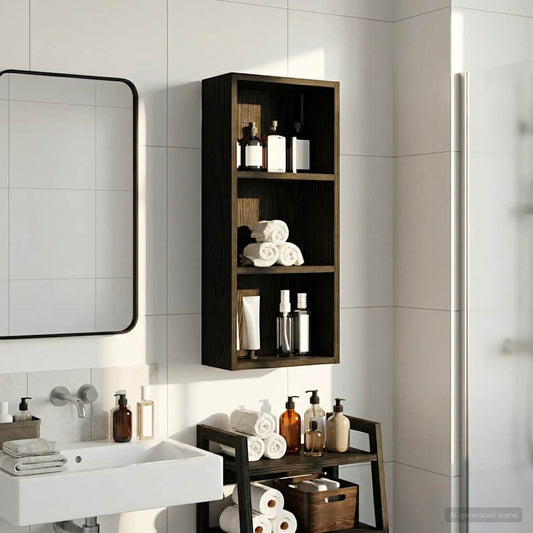 Bathroom Wall Cabinet Black Oak 30 x 14 x 70 cm Engineered wood