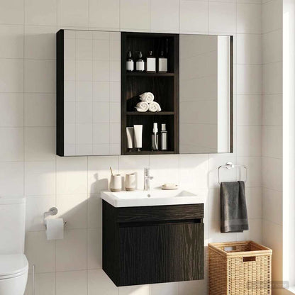 Bathroom Wall Cabinet Black Oak 30 x 14 x 70 cm Engineered wood