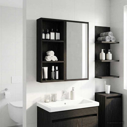 Bathroom Wall Cabinet Black Oak 30 x 14 x 70 cm Engineered wood