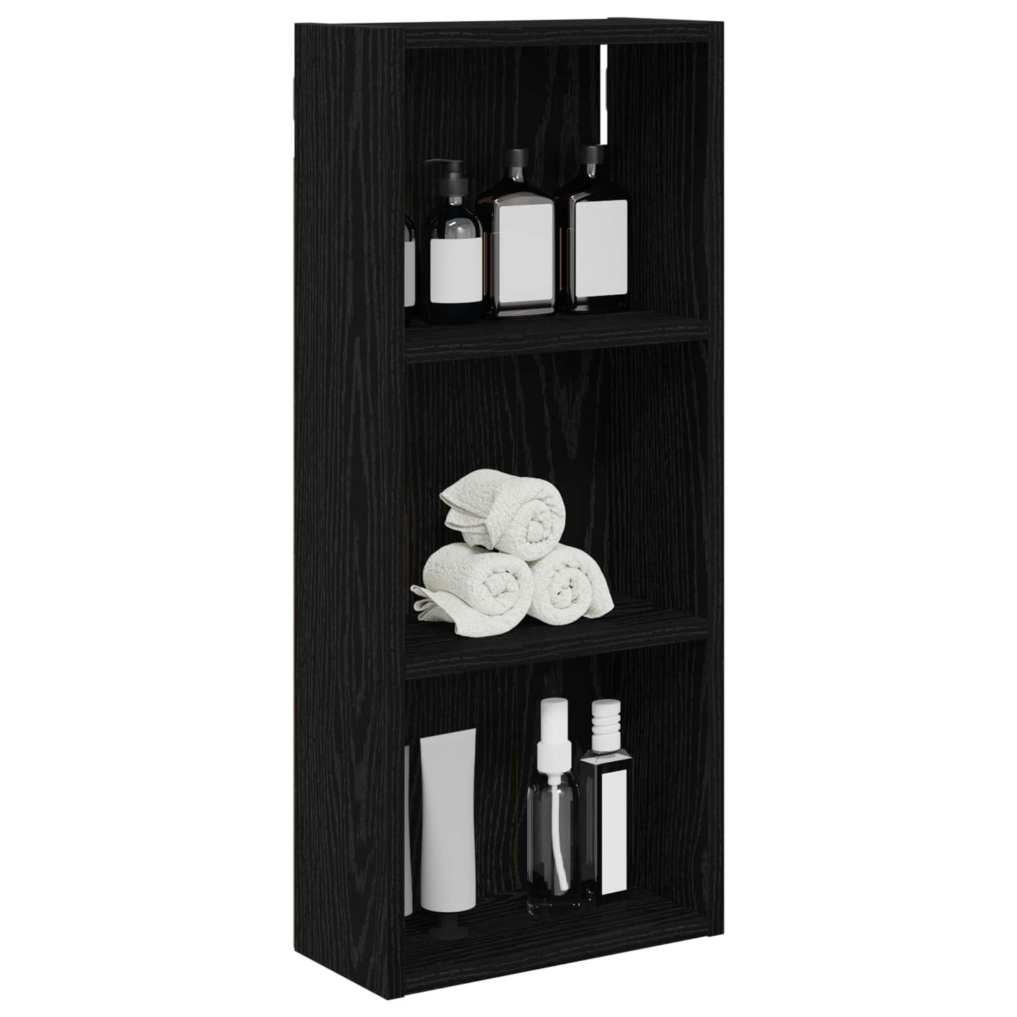 Bathroom Wall Cabinet Black Oak 30 x 14 x 70 cm Engineered wood