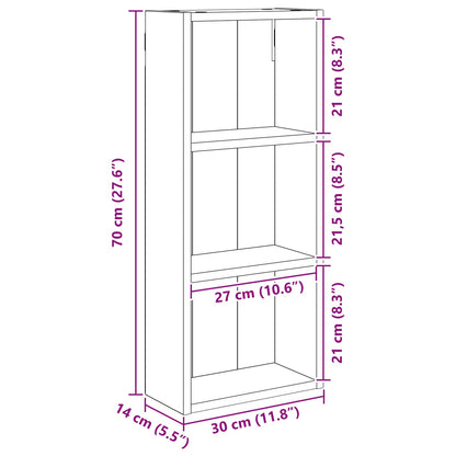 Bathroom Wall Cabinet Black Oak 30 x 14 x 70 cm Engineered wood