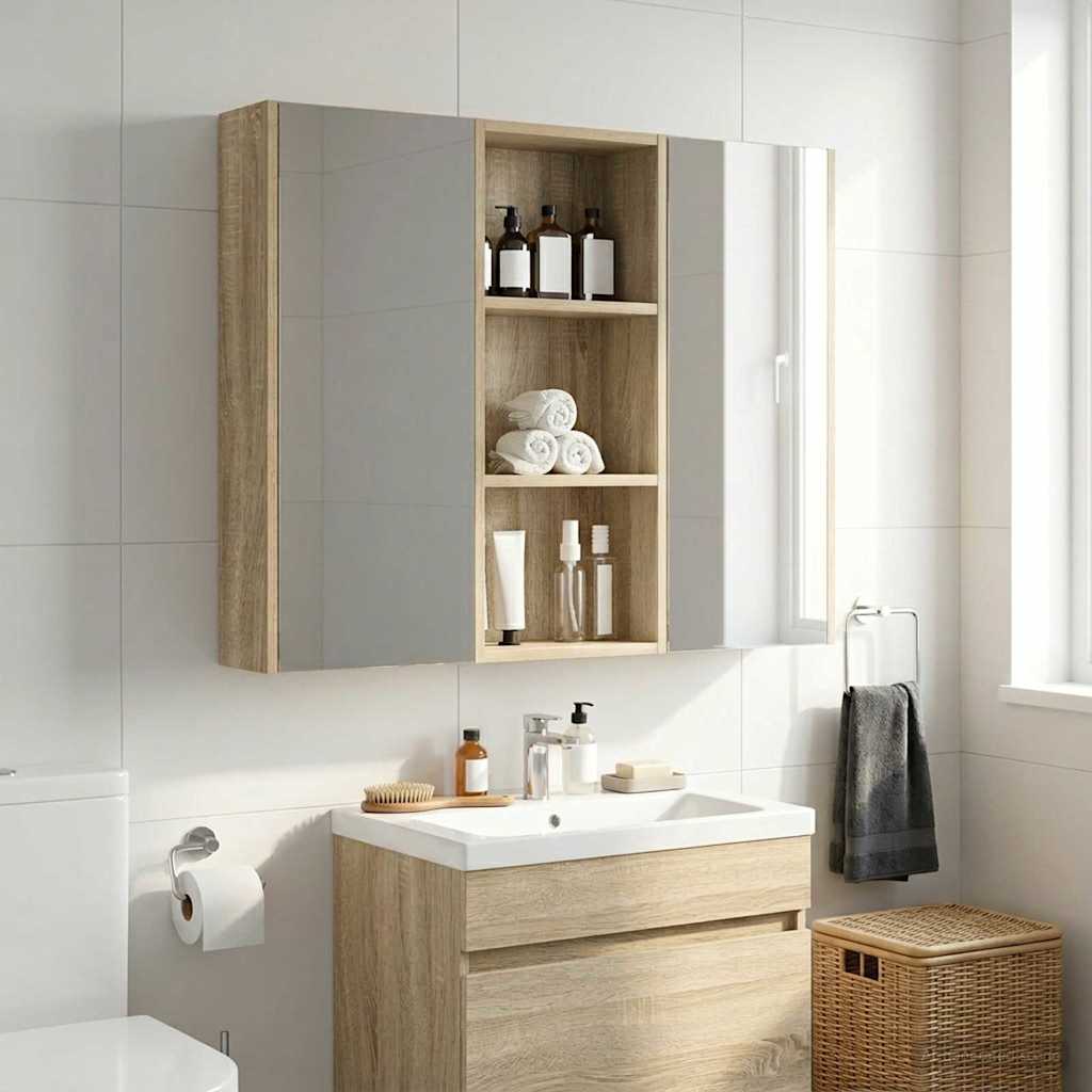 Bathroom Wall Cabinet with Shelf Sonoma Oak 30 x 14 x 70 cm
