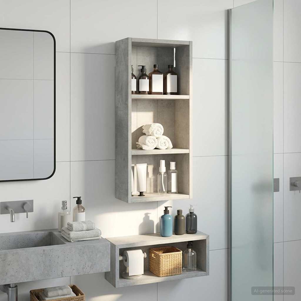 Bathroom Wall Cabinet with Shelf Concrete Grey 30 x 14 x 70 cm