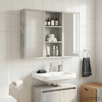 Bathroom Wall Cabinet with Shelf Concrete Grey 30 x 14 x 70 cm