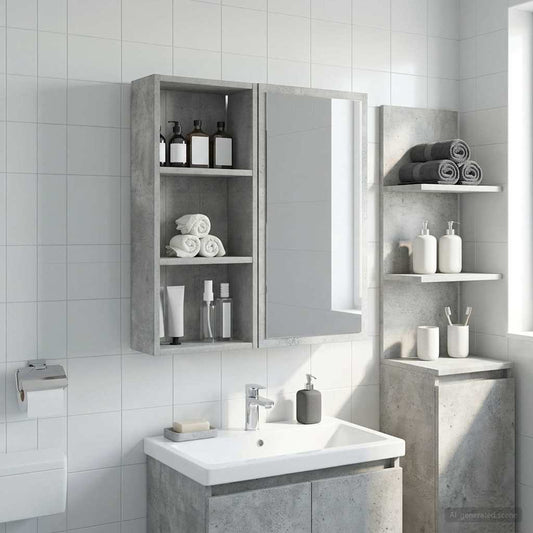 Bathroom Wall Cabinet Concrete Grey 30 x 14 x 70 cm
