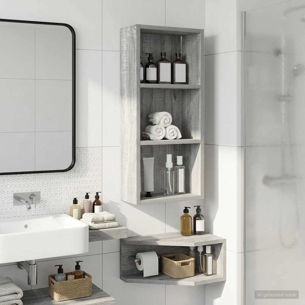 Bathroom Wall Cabinet Grey Sonoma 30 x 14 x 70 cm