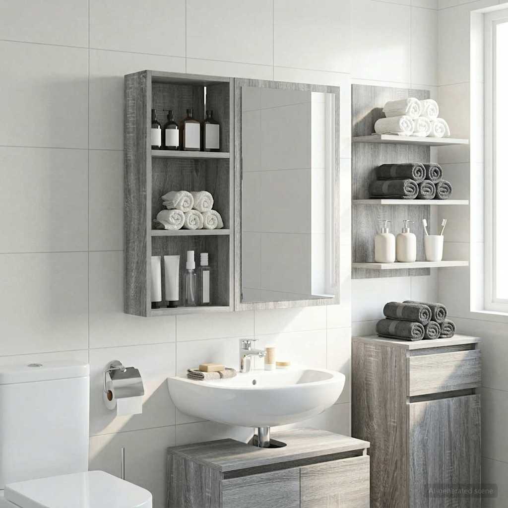 Bathroom Wall Cabinet Grey Sonoma 30 x 14 x 70 cm