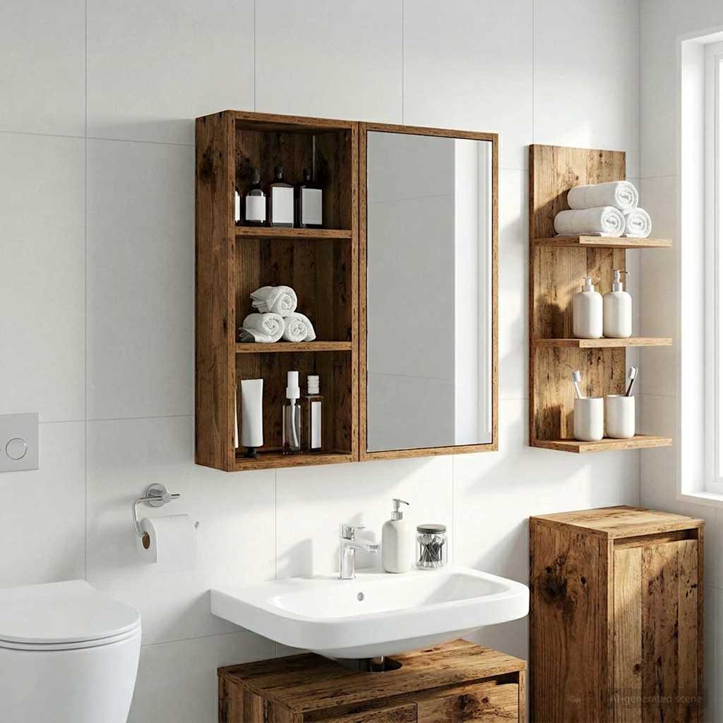Bathroom Wall Cabinet Old Wood 30 x 14 x 70 cm Engineered wood
