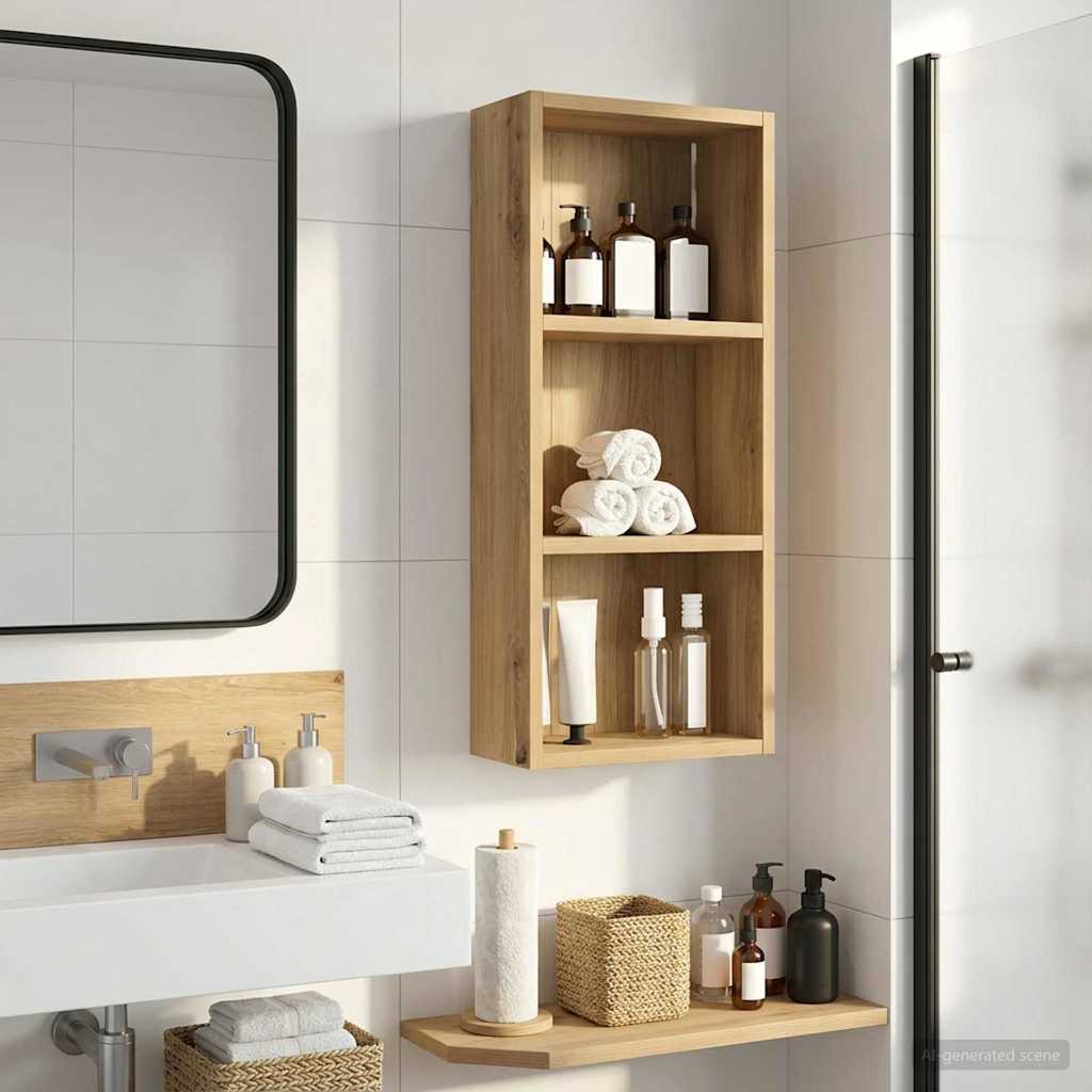 Bathroom Wall Cabinet with Shelf Artisian Oak 30 x 14 x 70 cm