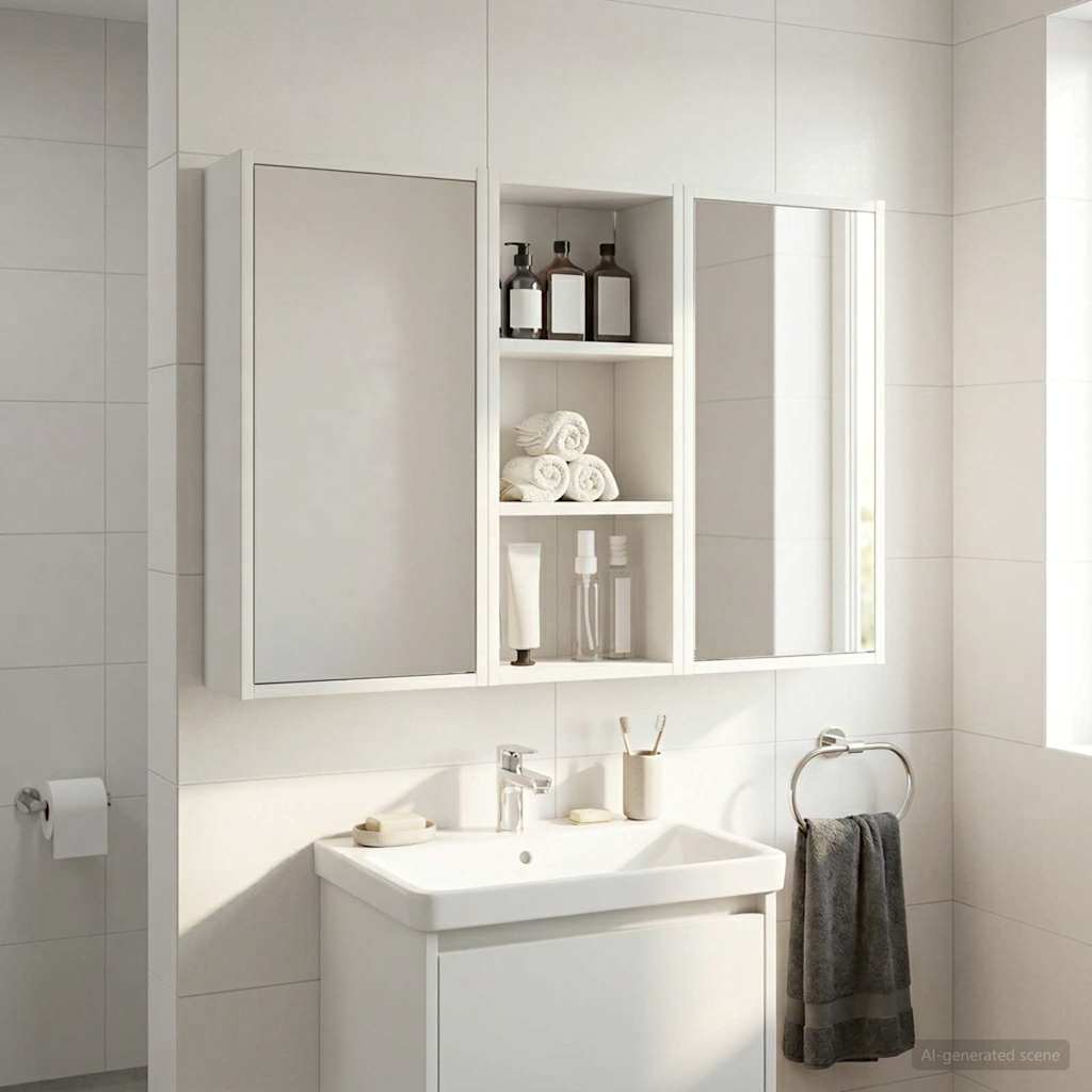 Bathroom Wall Cabinet White 30 x 16 x 62.5 cm Engineered wood