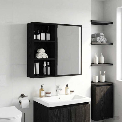 Bathroom Wall Cabinet Black Oak 30 x 16 x 62.5 cm