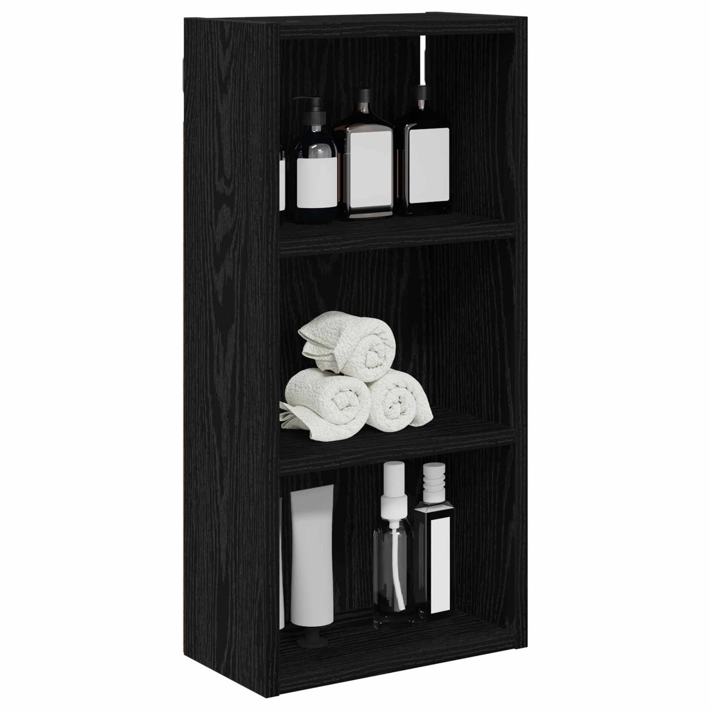 Bathroom Wall Cabinet Black Oak 30 x 16 x 62.5 cm