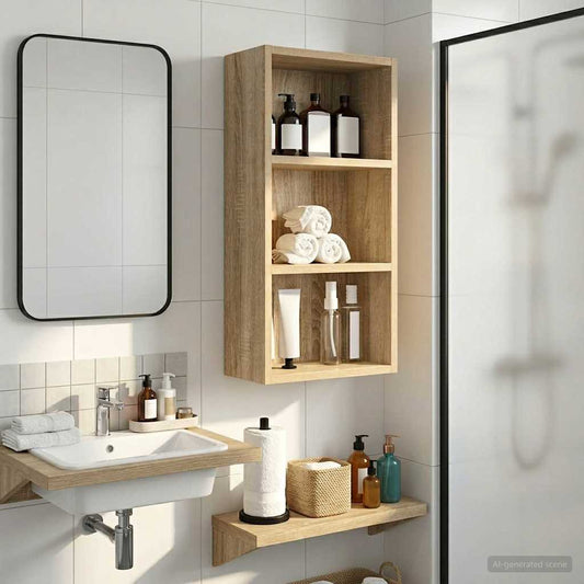 Bathroom Wall Cabinet Sonoma Oak 30 x 16 x 62.5 cm