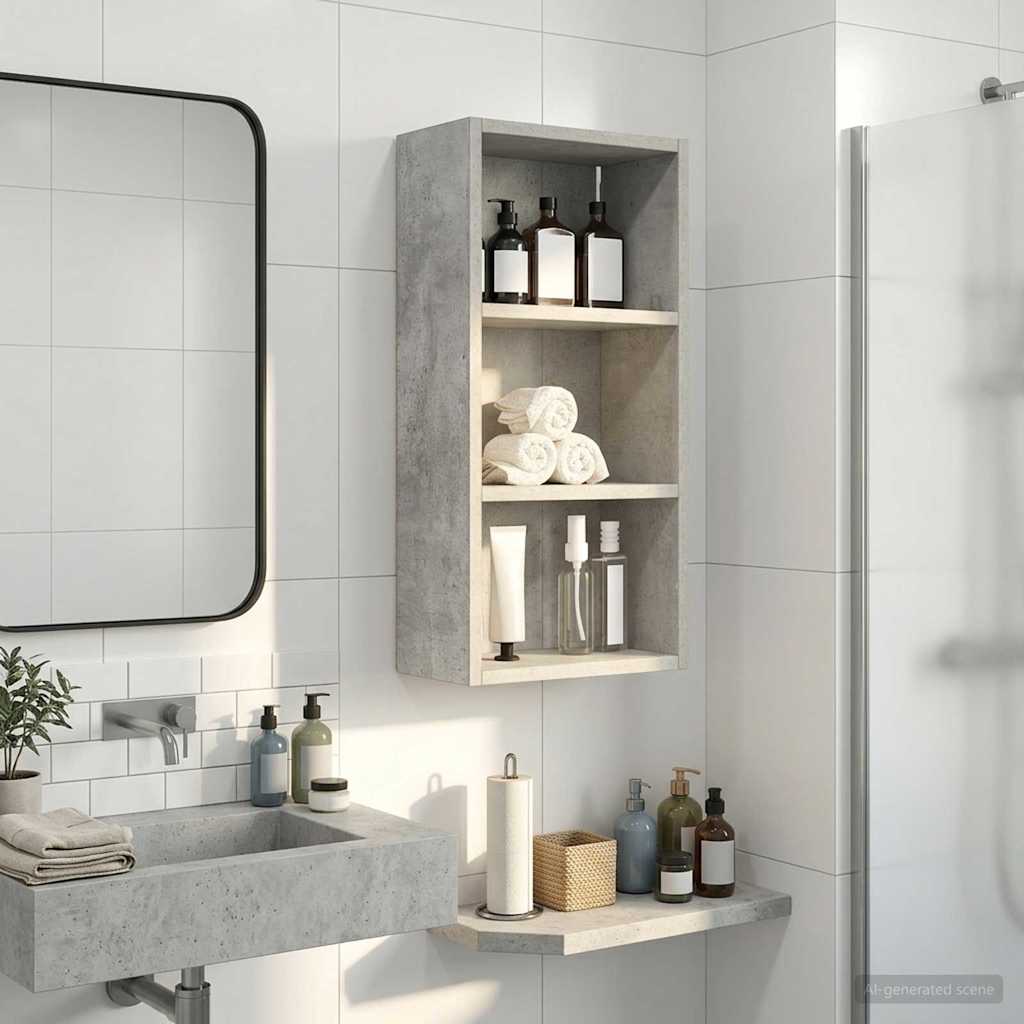 Bathroom Wall Cabinet Concrete Grey 30 x 16 x 62.5 cm