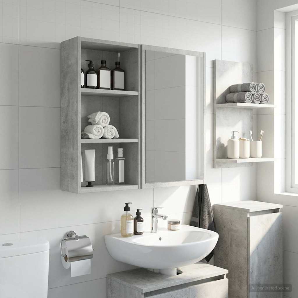 Bathroom Wall Cabinet Concrete Grey 30 x 16 x 62.5 cm