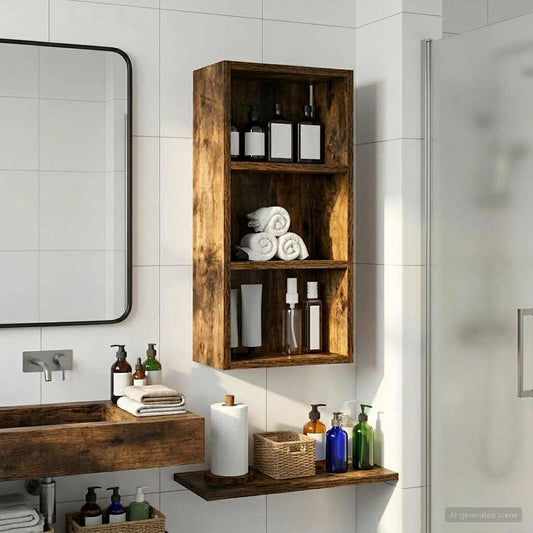Bathroom Wall Cabinet Smoked Oak 30 x 16 x 62.5 cm