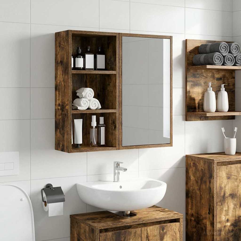 Bathroom Wall Cabinet Smoked Oak 30 x 16 x 62.5 cm