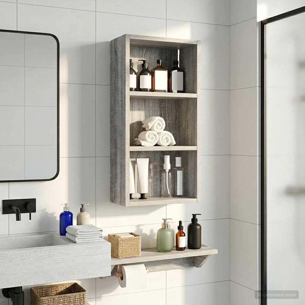 Bathroom Wall Cabinet Grey Sonoma 30 x 16 x 62.5 cm