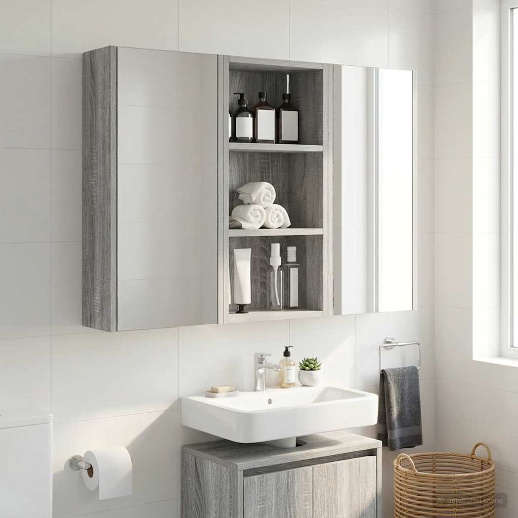 Bathroom Wall Cabinet Grey Sonoma 30 x 16 x 62.5 cm