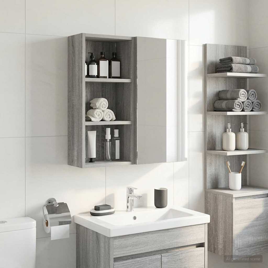 Bathroom Wall Cabinet Grey Sonoma 30 x 16 x 62.5 cm