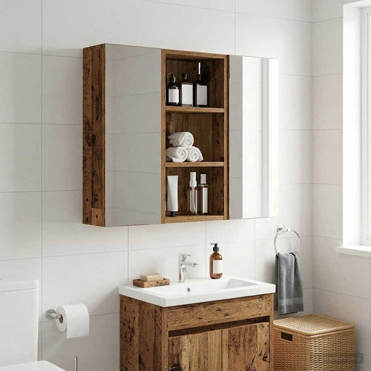 Bathroom Wall Cabinet Old Wood 30 x 16 x 62.5 cm