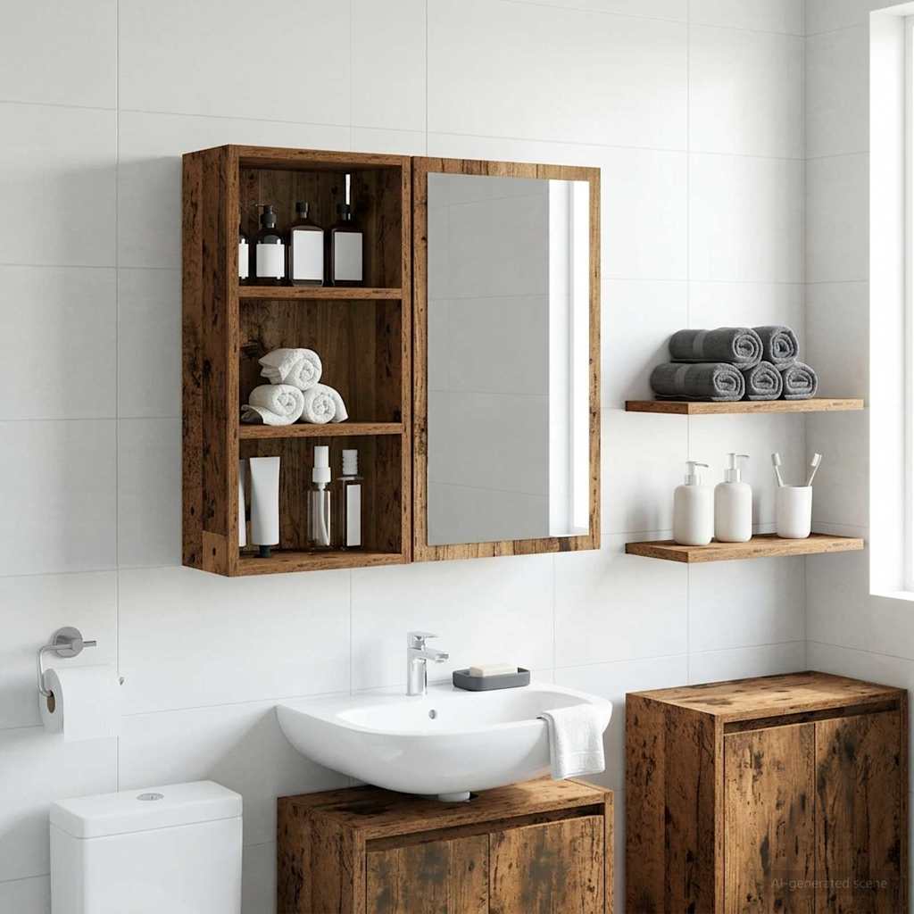 Bathroom Wall Cabinet with Shelf Old Wood 30 x 16 x 62.5 cm
