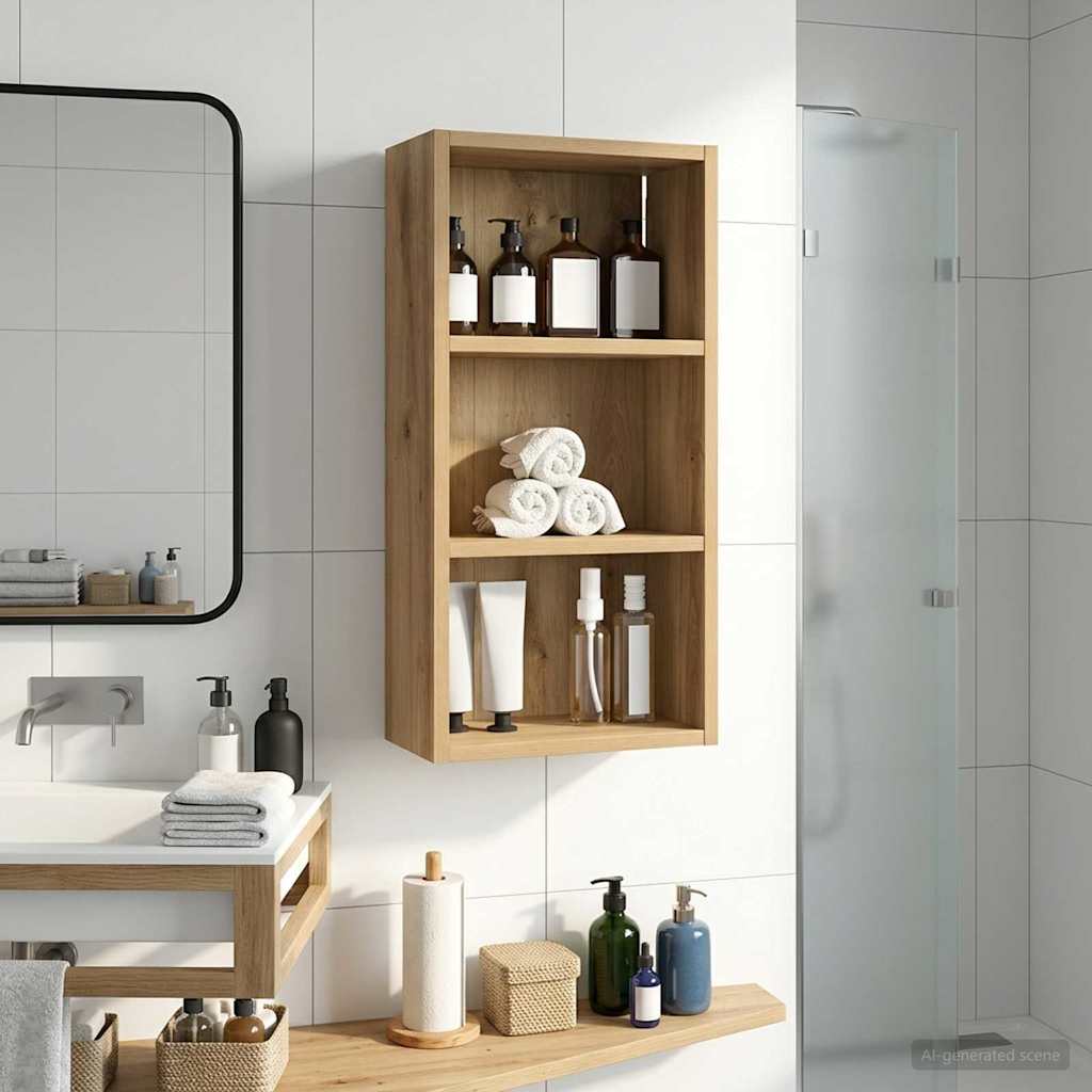 Bathroom Wall Cabinet with Shelf Artisian Oak 30 x 16 x 62.5 cm