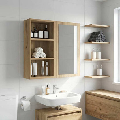 Bathroom Wall Cabinet with Shelf Artisian Oak 30 x 16 x 62.5 cm