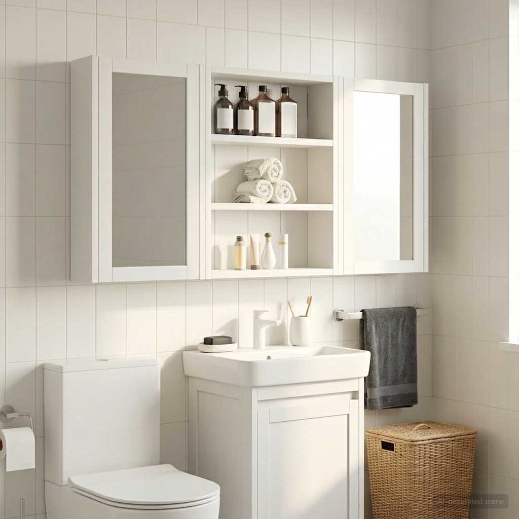 Bathroom Wall Cabinet White 40 x 10 x 50 cm Engineered wood