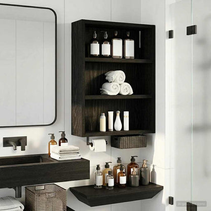 Bathroom Wall Cabinet Black Oak 40 x 10 x 50 cm Engineered wood