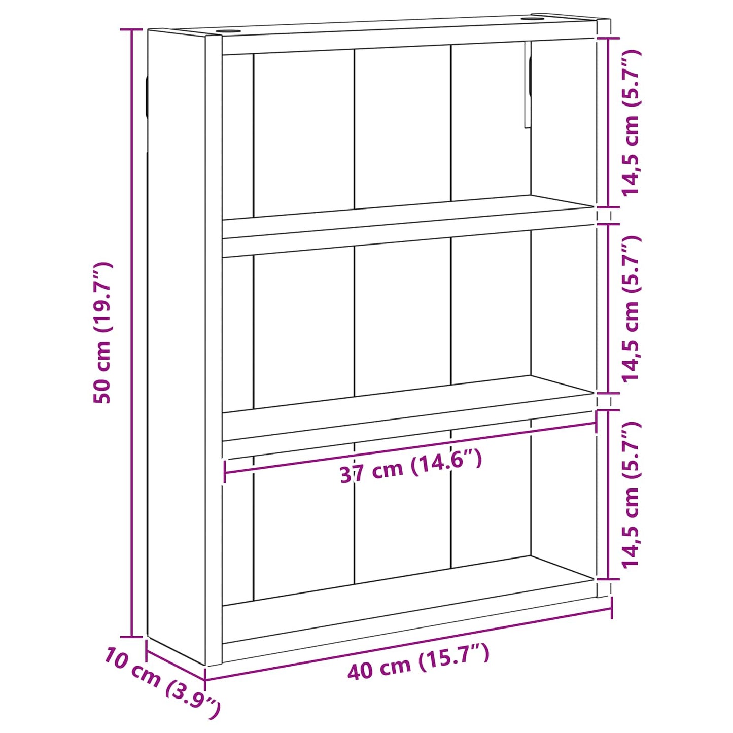Bathroom Wall Cabinet Black Oak 40 x 10 x 50 cm Engineered wood
