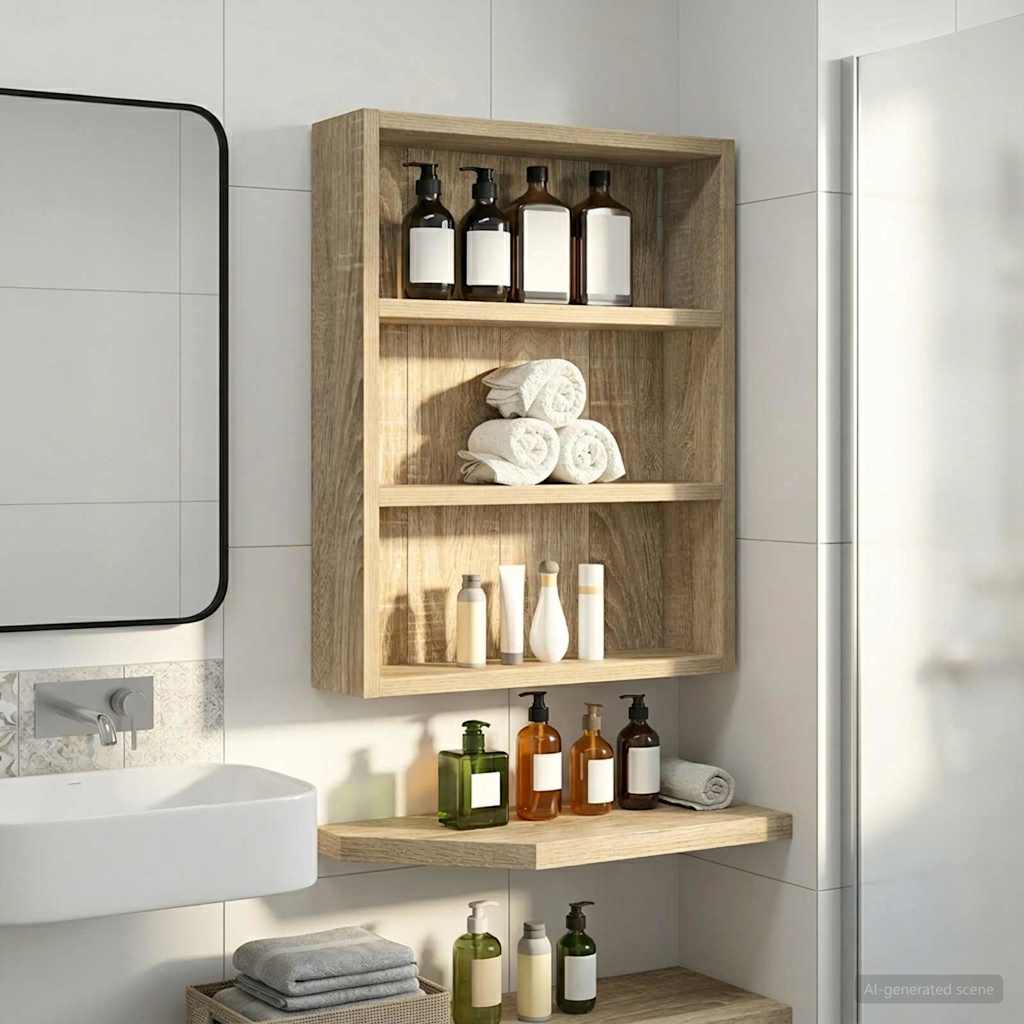 Bathroom Wall Cabinet with Shelf Sonoma Oak 40 x 10 x 50 cm