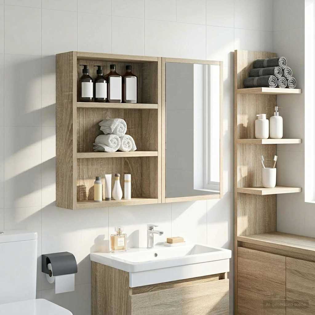 Bathroom Wall Cabinet with Shelf Sonoma Oak 40 x 10 x 50 cm