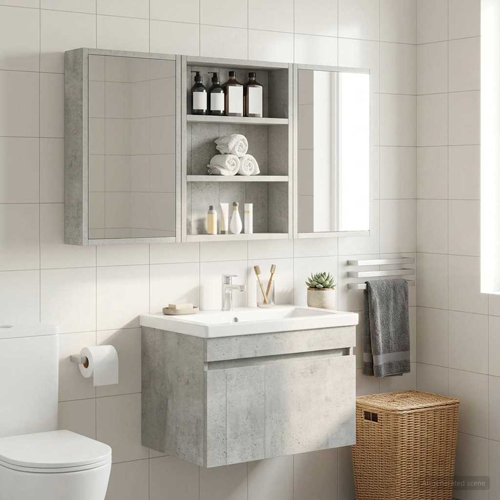 Bathroom Wall Cabinet with Shelf Concrete Grey 40 x 10 x 50 cm
