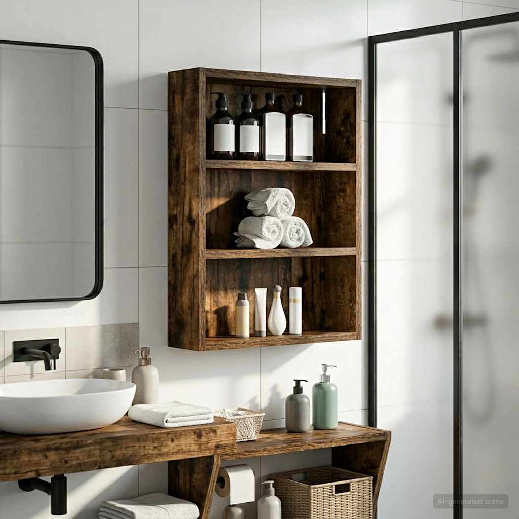 Bathroom Wall Cabinet Smoked Oak 40 x 10 x 50 cm