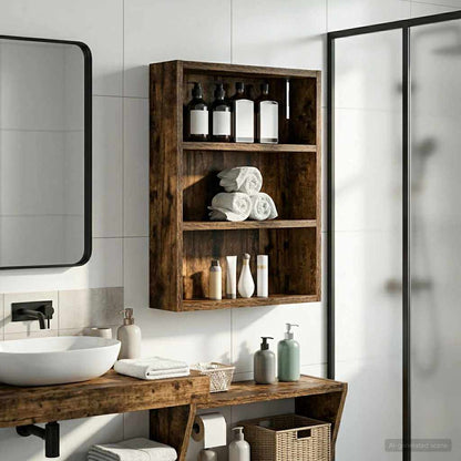 Bathroom Wall Cabinet Smoked Oak 40 x 10 x 50 cm