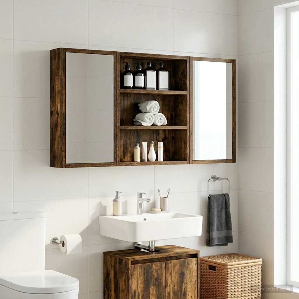 Bathroom Wall Cabinet Smoked Oak 40 x 10 x 50 cm