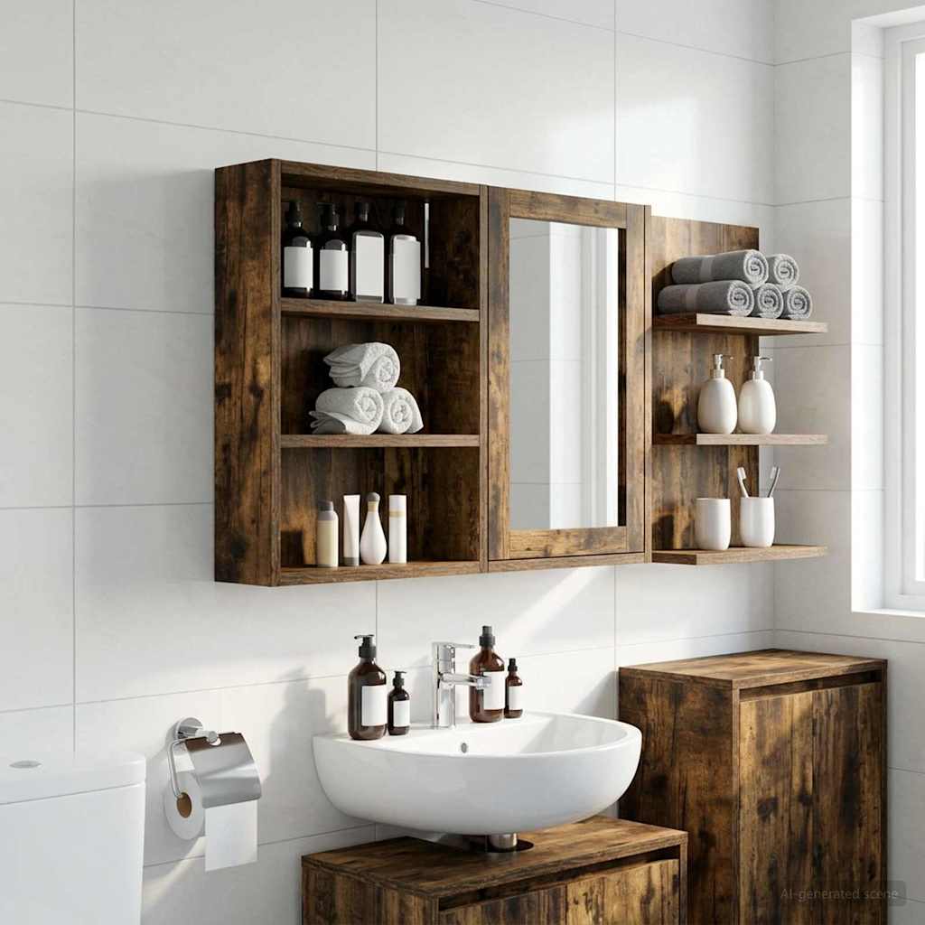 Bathroom Wall Cabinet Smoked Oak 40 x 10 x 50 cm